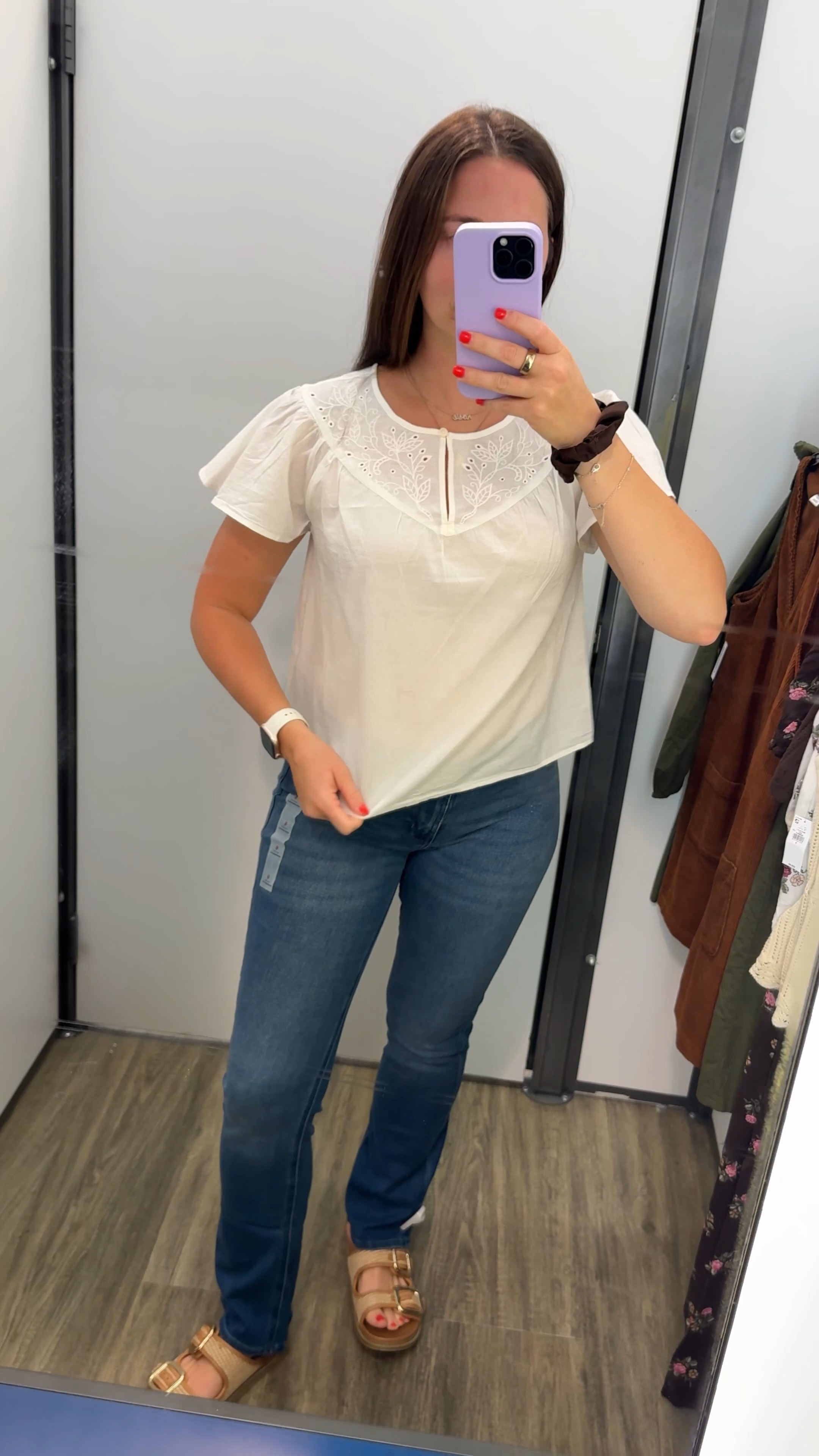 this top has the prettiest details!! would be so cute for work 

wearing size small
wearing size 6 in the jeans 

 #LTKSaleAlert