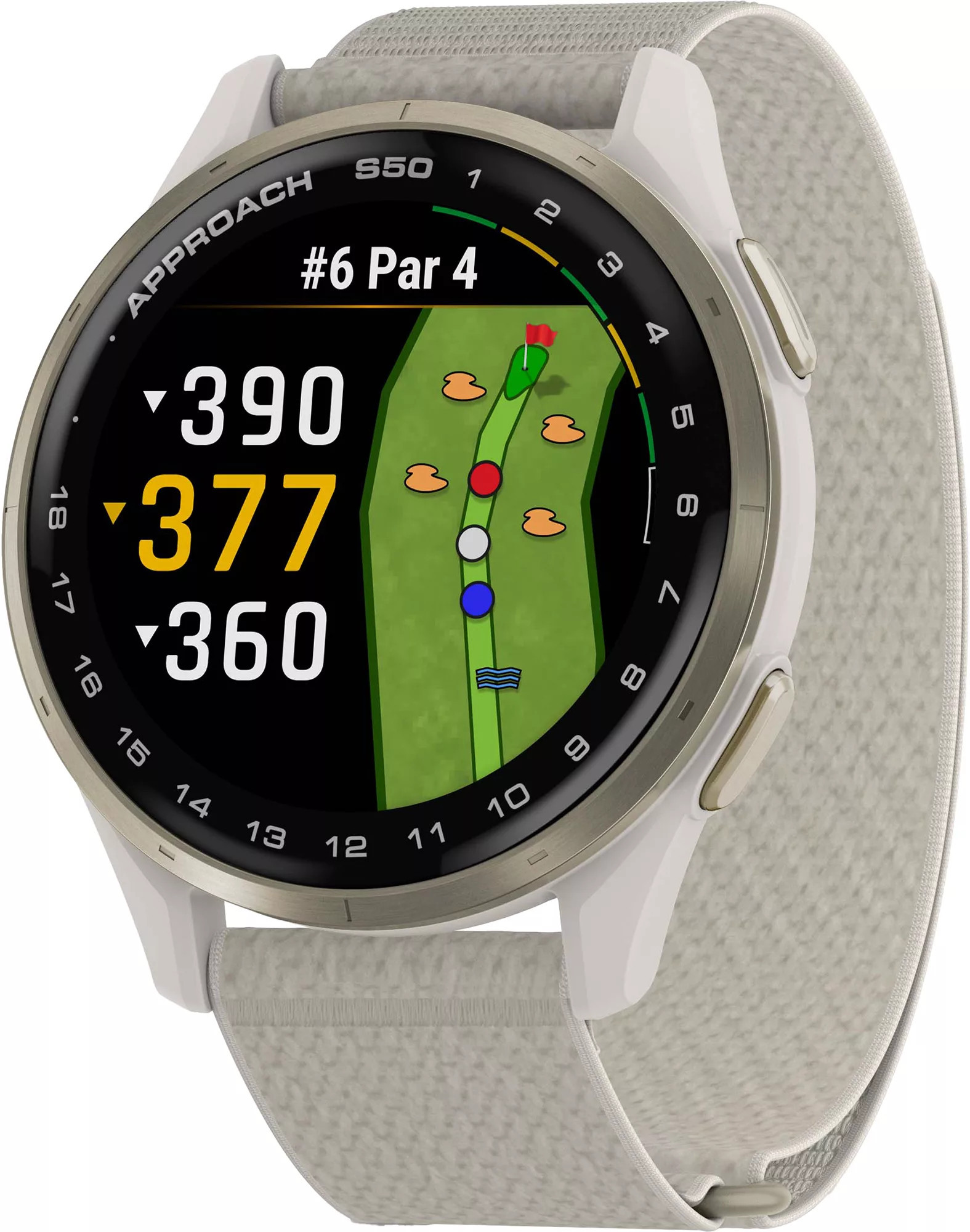 Garmin Approach S50 GPS Golf Watch, Cream/Gold/Ivory Brown | Golf Galaxy