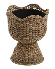 15x19.5 Scalloped Rim Pedestal Woven Outdoor Planter | Marshalls