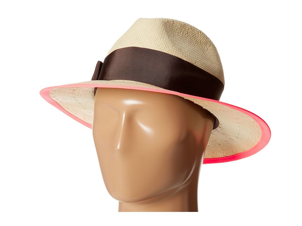 Kate Spade New York Panama Hat (Natural/Suprise Coral) Traditional Hats | Zappos