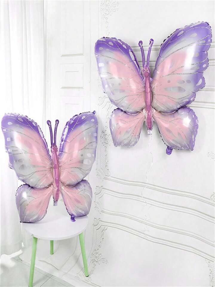 2/4pcs Colorful Ice Blue Ice Purple Butterfly, Including 1 Roll Of Ribbon And 1 Straw, Suitable F... | SHEIN