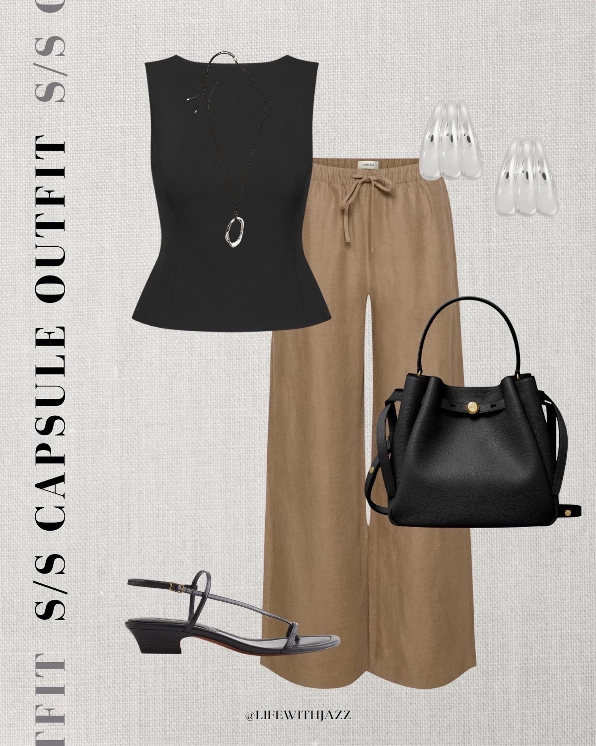 Spring & summer capsule outfit 

Dressy top / linen pants / aritzia lodge pants / strappy heeled sandals / Tory Burch bucket tote / ssc26

#LTKootd #LTKSeasonal