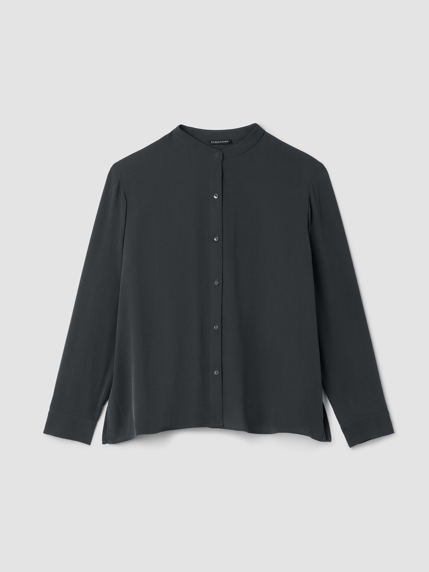 Silk Georgette Crepe Band Collar Top | Eileen Fisher