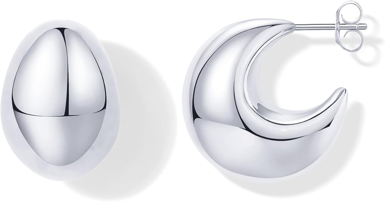 PAVOI 14K Gold Plated Sterling Silver Posts Statement Earrings for Women - Geometric Dome Teardro... | Amazon (US)