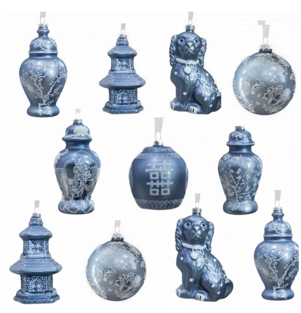 Pearlized Ice Blue & White Ornament Bundle | The Enchanted Home