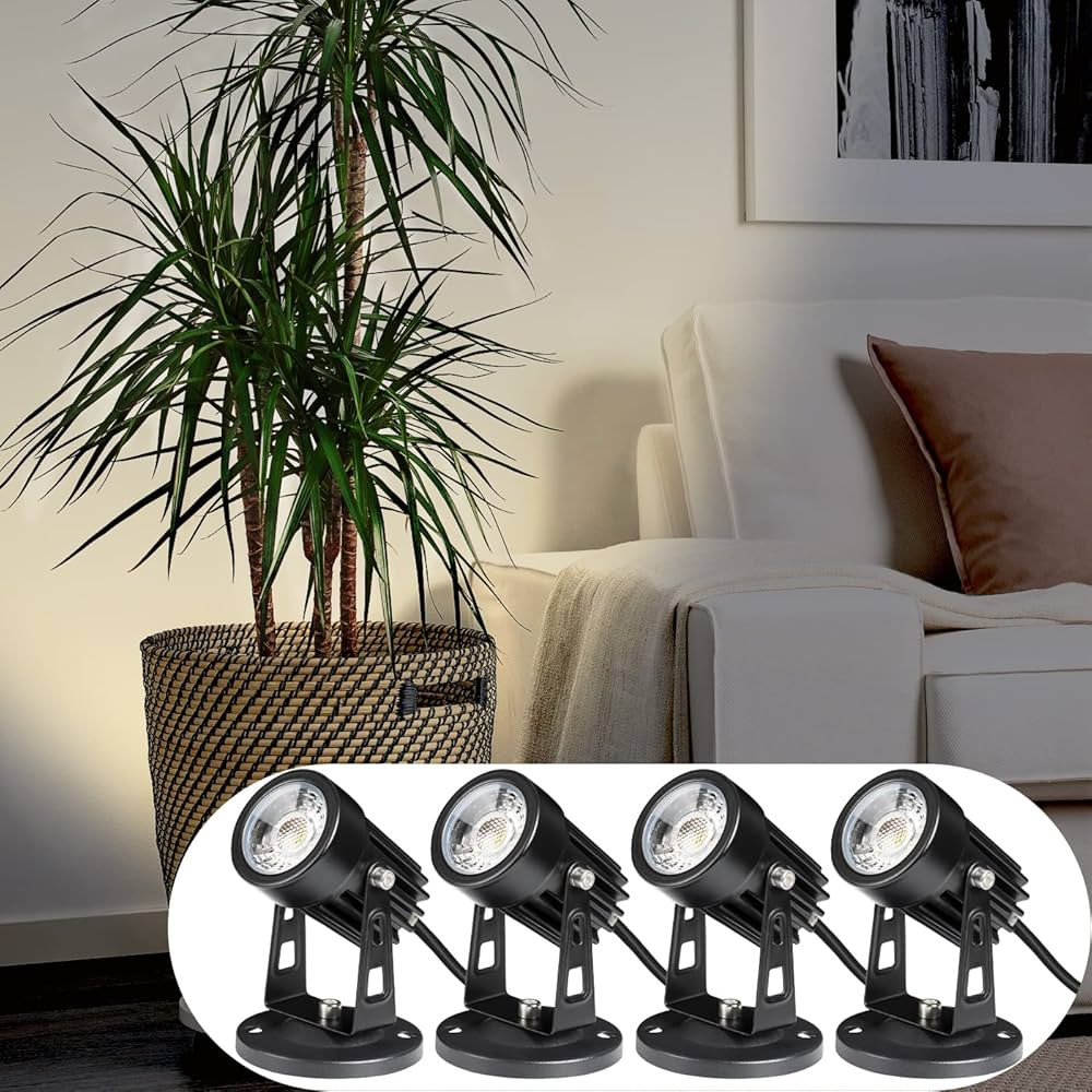 SUNVIE 4 Pack LED Spotlight Indoor for Plants Up Lights 120V Floor Spot lights Warm White Accent ... | Amazon (US)