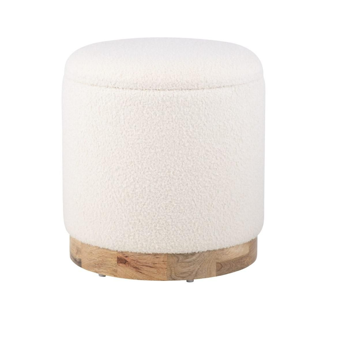 Carolina Chair  Table Handwoven Notus Ecru Boucle Storage Ottoman | Target