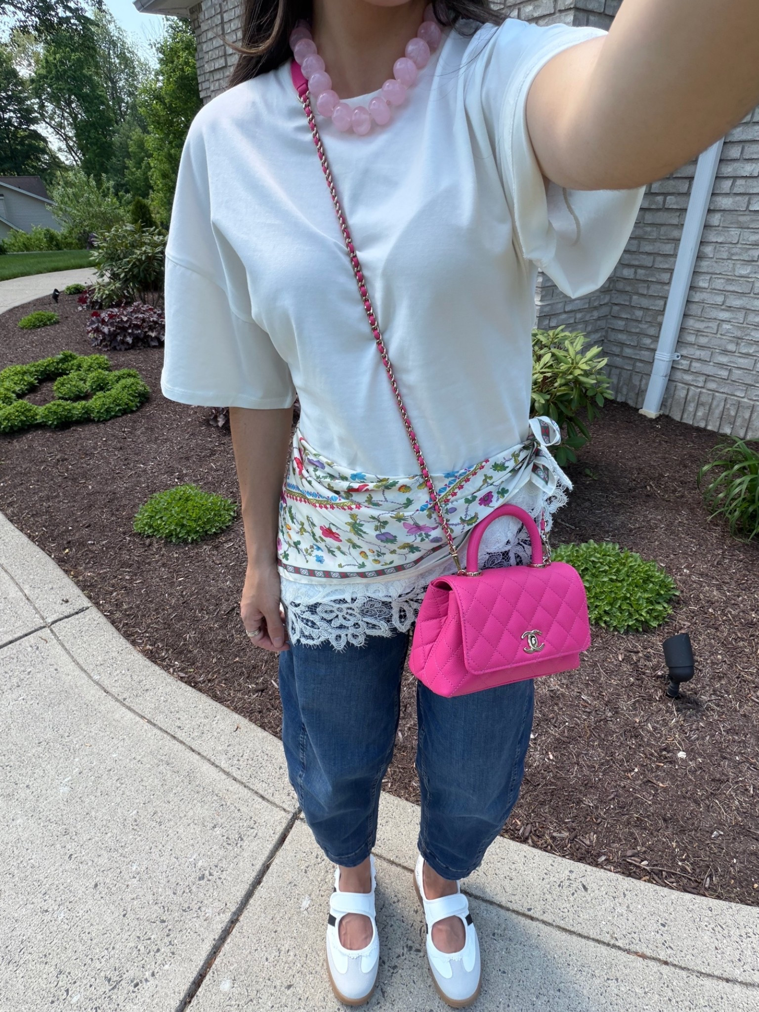 Size small in t-shirt, size 2 in jeans, tts in Maryjane sneakers

#LTKootd #LTKPetite