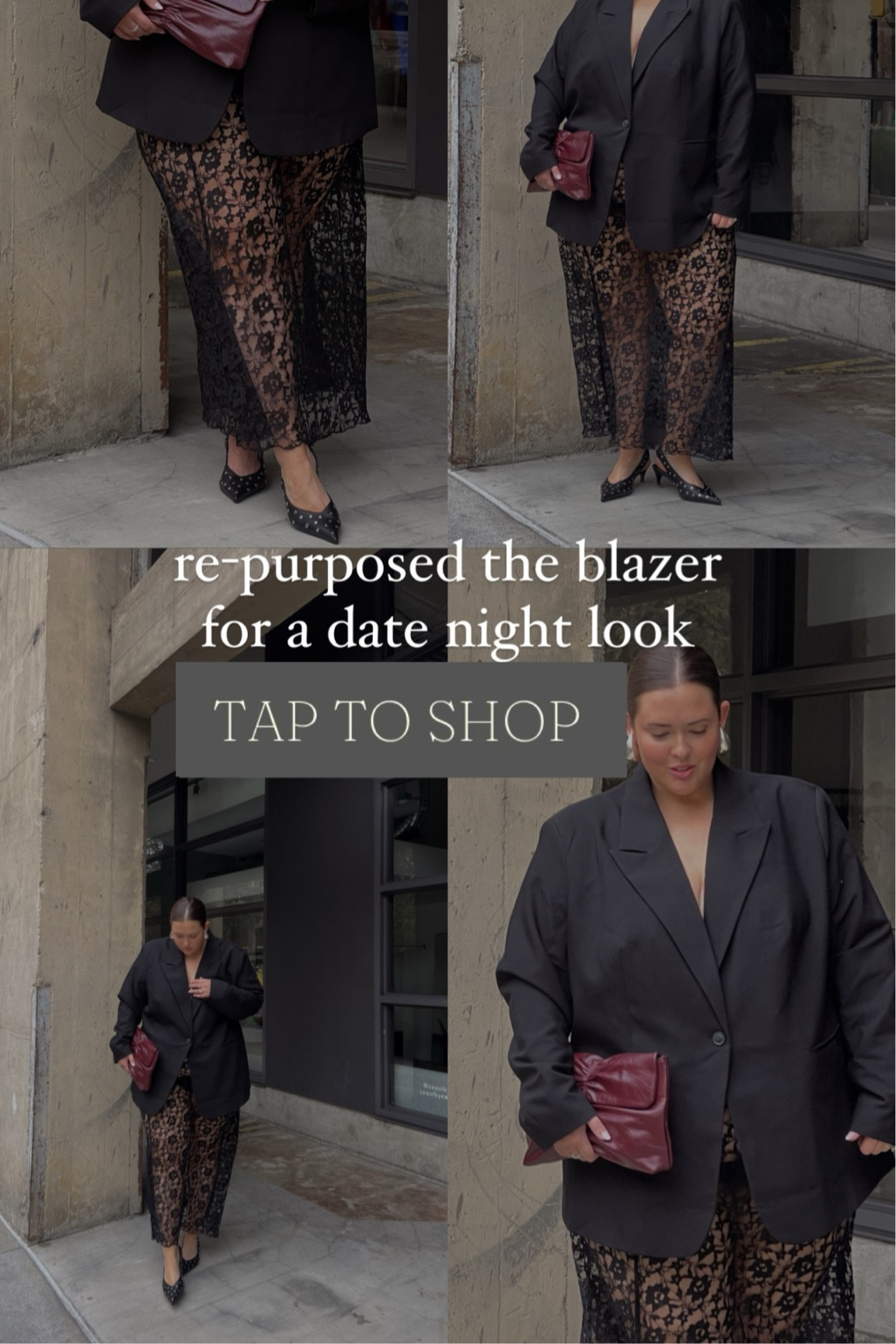 Blazer outfit inspo 🖤

Lace skirt, blazer outfit, date night outfit, holiday outfit, plus size outfit, winter outfit, NYE outfit 

#LTKHoliday #LTKStyleTip #LTKSeasonal