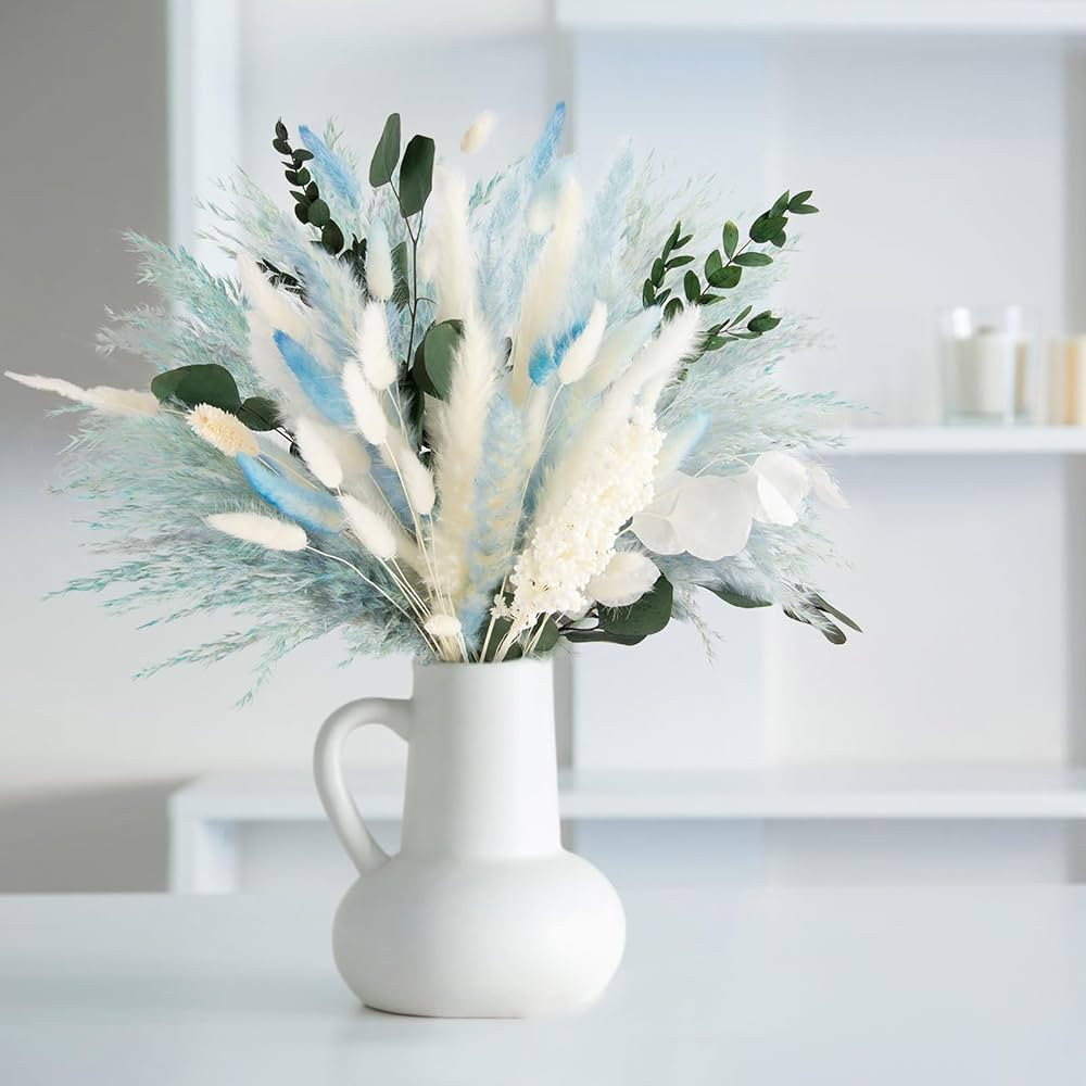 N&T NETING Blue Pampas Grass Decor-Including Light Blue Pampas Grass White Pampas Grass Blue Bunn... | Amazon (US)