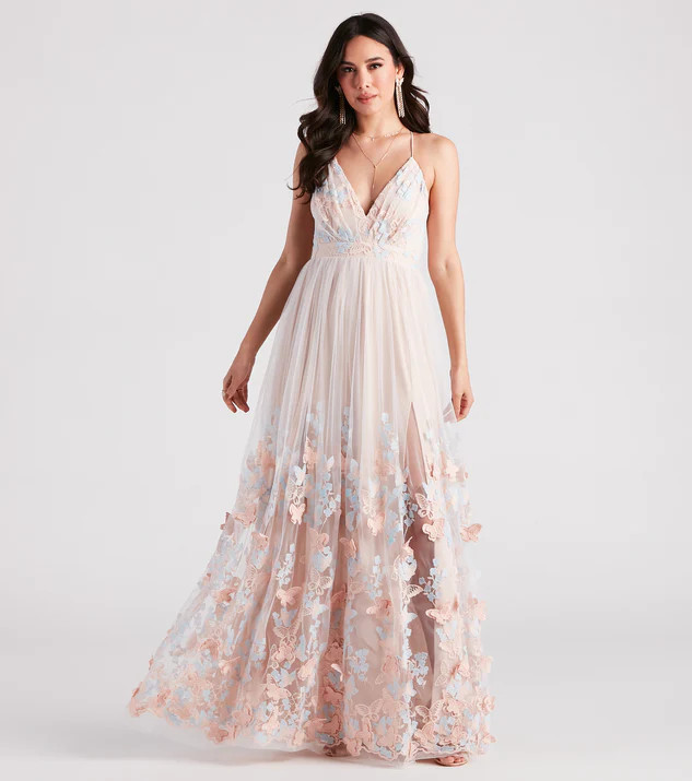 Parker Formal Butterfly Embroidered A-Line Dress | Windsor Stores