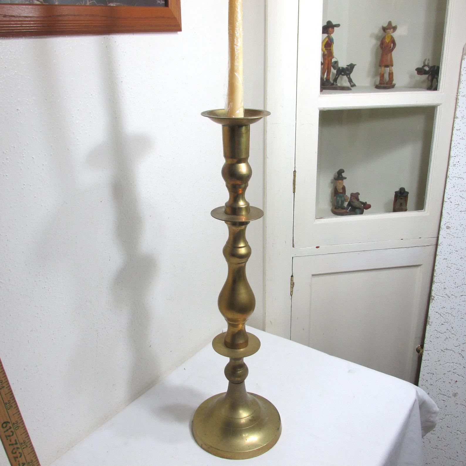 Brass Floor Candleholder Vintage  21 Inch Pillar or Taper | Etsy (Global)