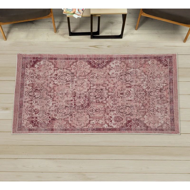 Oriental Machine Woven Pink/Cream Indoor / Outdoor Area Rug | Wayfair North America