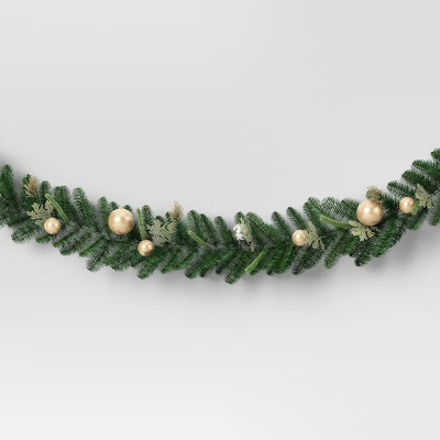 6' Decorated Mixed Greenery Christmas Artificial Garland Green/Champagne Gold - Wondershop™ | Target