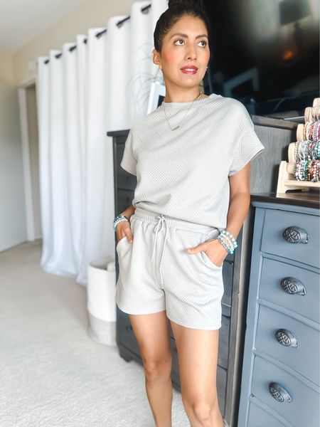 The 2-pc top & short ser size S. Great quality.
Bracelets 15% off code SPRING

Casual outfit. Outfit ideas. Amazon finds. Amazon fashion. Travel outfit. Travel fashion. Mom life. Shorts. Top. Spring outfit. 

#LTKSpringSale #LTKfindsunder50 #LTKstyletip