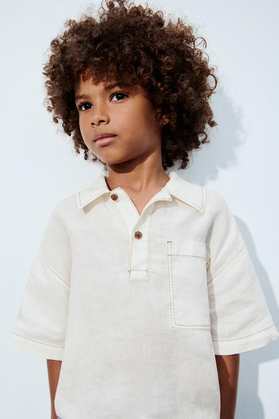 100% LINEN CONTRAST SHIRT | Zara US