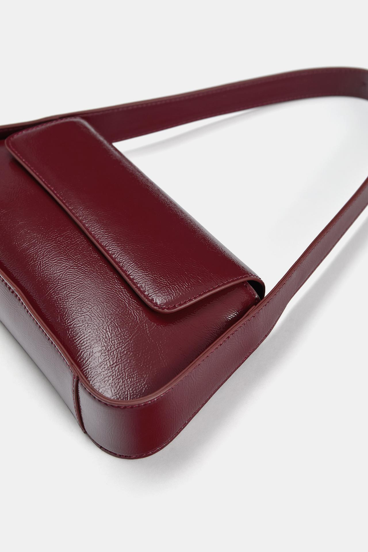 Faux-patent-finish shoulder bag | PULL and BEAR UK