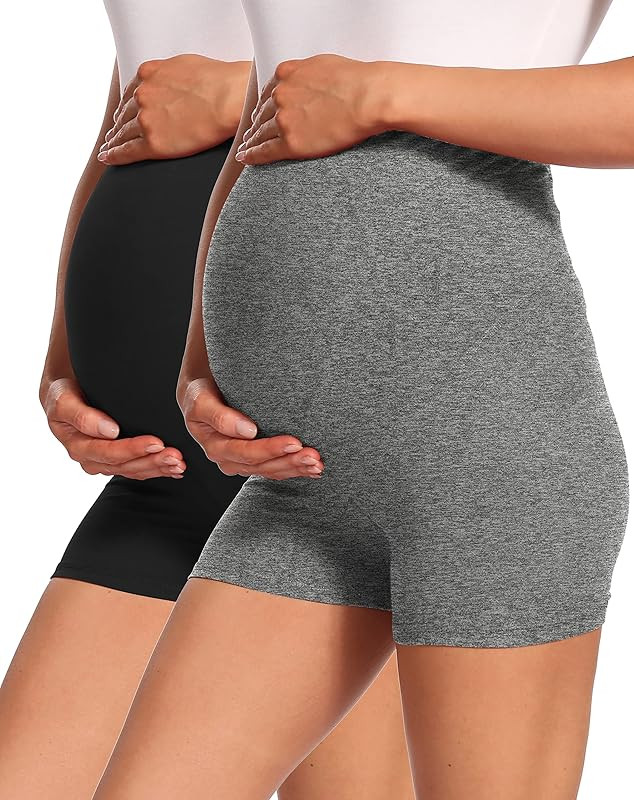 Foucome Maternity Workout Yoga Shorts for Women Ultra Soft High Waist Running Athletic Biker Shor... | Amazon (US)