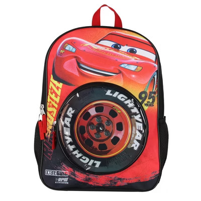 Disney Cars Lightning McQueen Backpack 3D Tire Pocket Travel School Backpack | Target