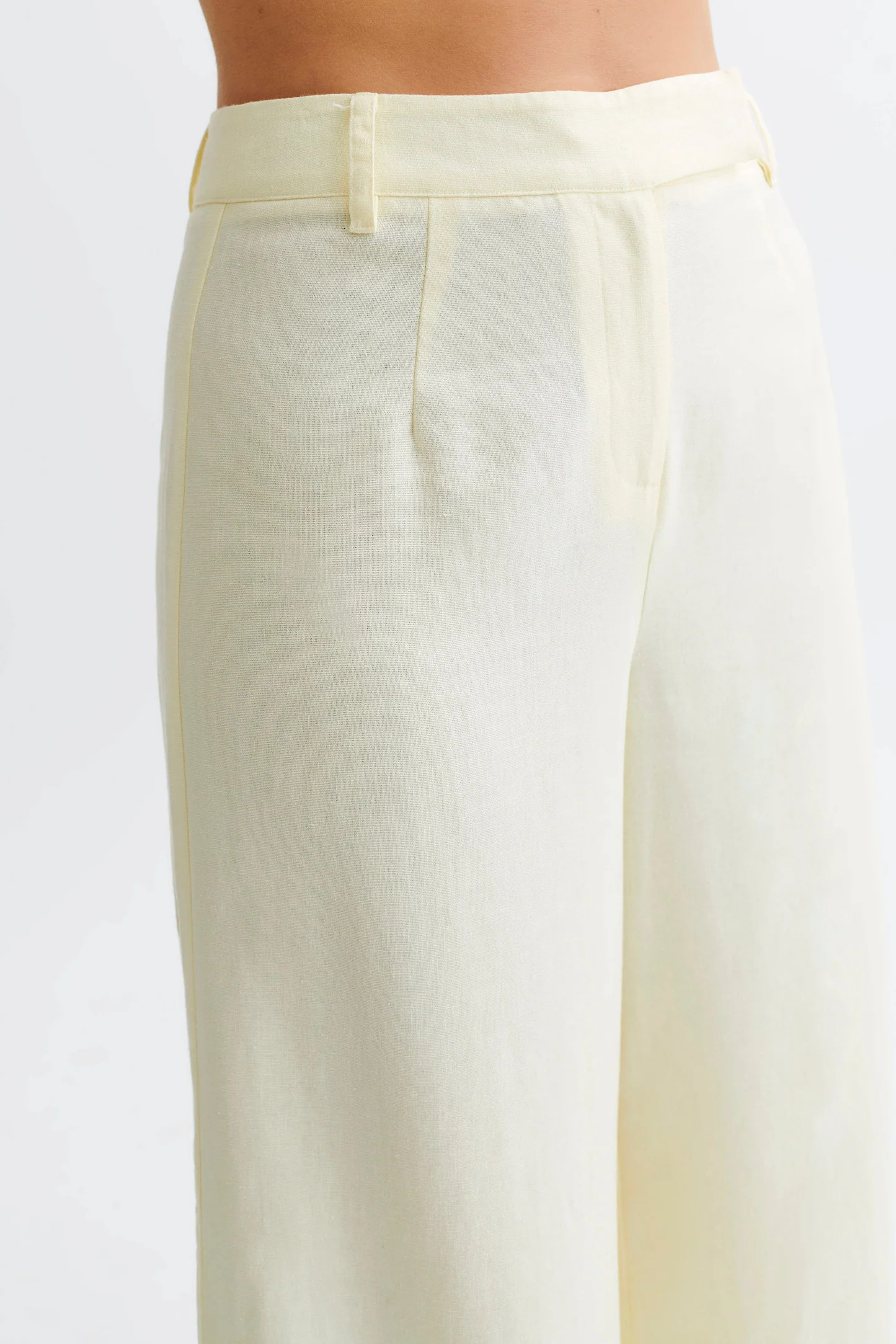 Franca Linen Wide Leg Pant - Lemon Sherbet | MESHKI US