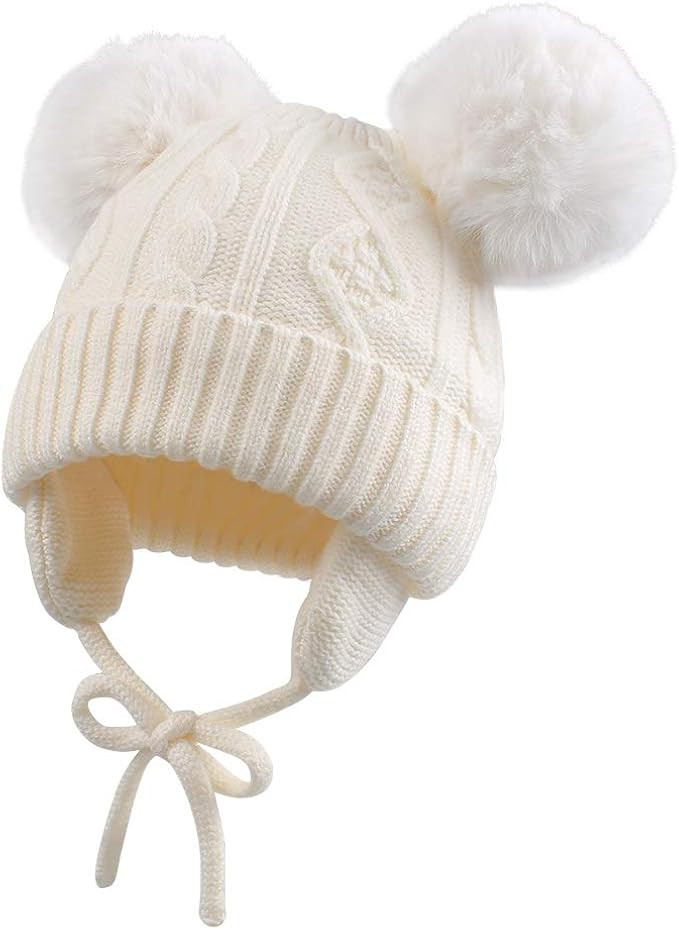JANGANNSA Cute Knitted Boys Girls Christmas Beanie Warm Earflap Winter Hat Infant Toddler Baby Be... | Amazon (US)
