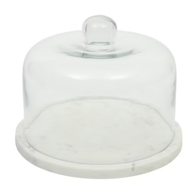 Gibson Elite Ridgehaven 11" Marble Cake Stand, Serving Platter, Charcuterie Board, and Center Piece Home Décor With Glass Lid | Target