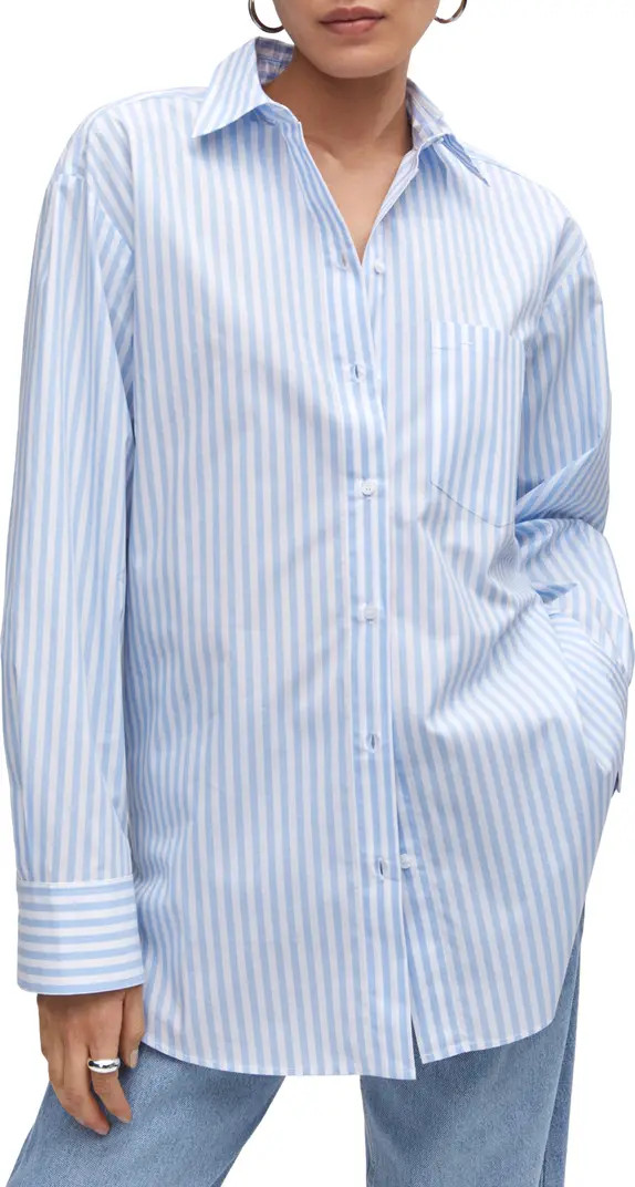 MANGO Oversize Cotton Button-Up Shirt | Nordstrom | Nordstrom
