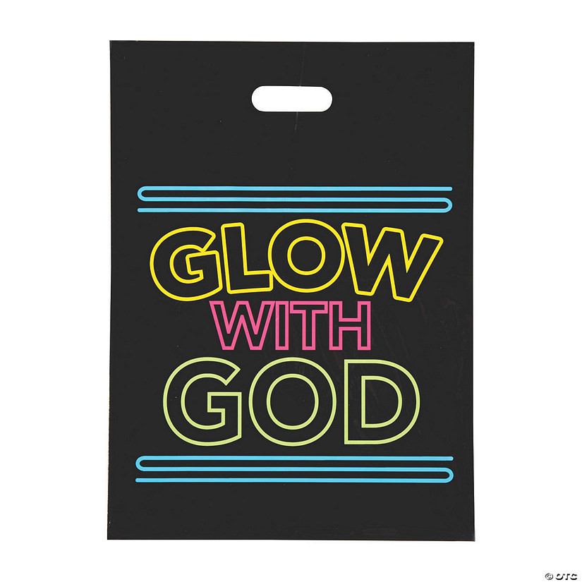 12 1/2" x 17" Bulk 50 Pc. Neon Religious Glow with God Trick-Or-Treat Plastic Goody Bags | Oriental Trading Company