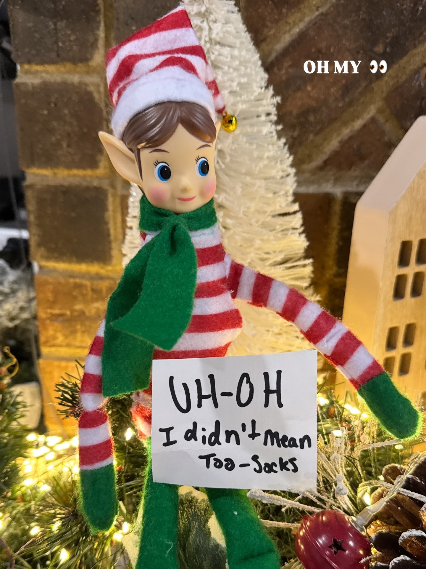 Look what Socks the Elf while we were sleeping 😅😂👀 Emma wasn’t too happy LOL Tinker was happy, he played with the toilet paper the entire time.