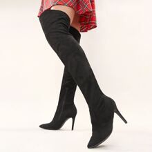 Pointed Toe Over The Knee Stiletto Heel Boots | SHEIN