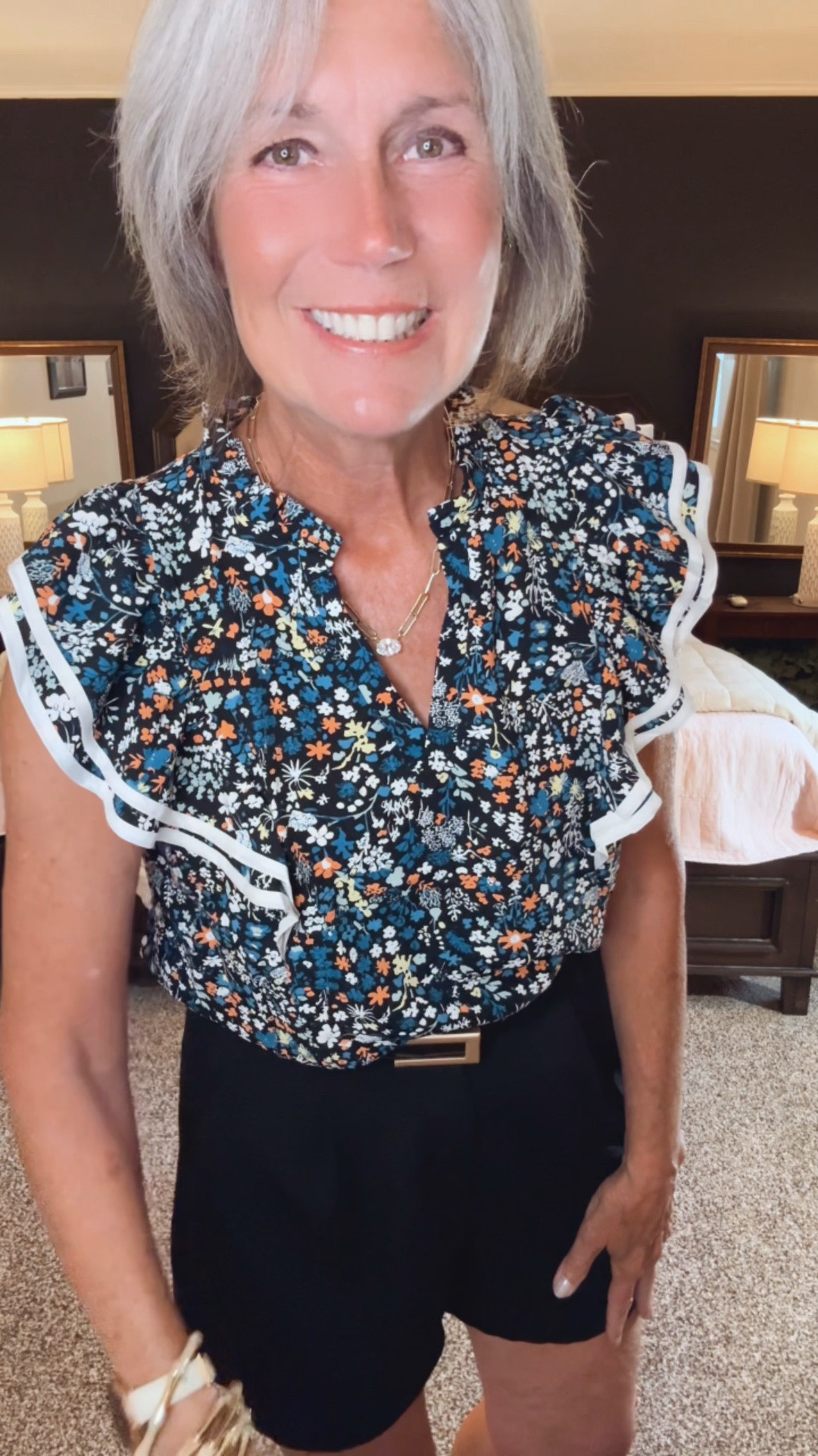 Absolutely love this ruffle top!  It is so versatile and can be dressed up or dressed down. 
I am wearing a small for reference. 
‼️it’s currently 15% off ‼️

#over50style #styleover50 #agelessstyle #over5Ofashion #agelessstyle #womenover50 #fashionover50

#LTKSaleAlert #LTKOver40 #LTKSeasonal