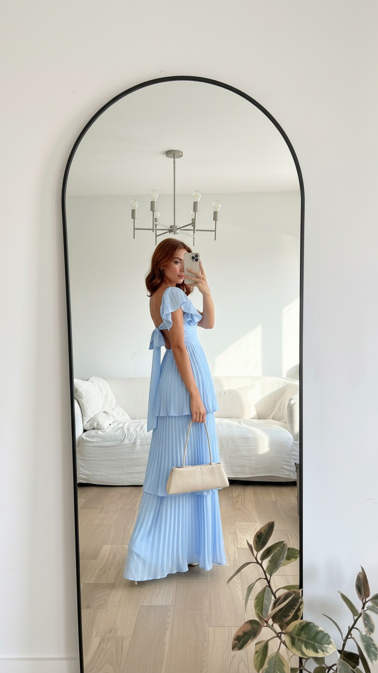 The prettiest spring wedding guest dress 💙

This soft blue ruffle maxi is perfect for garden weddings, outdoor ceremonies, and spring formal events. Styled with neutral heels and a mini shoulder bag for a romantic wedding guest look. 

 #LTKootd #LTKWedding