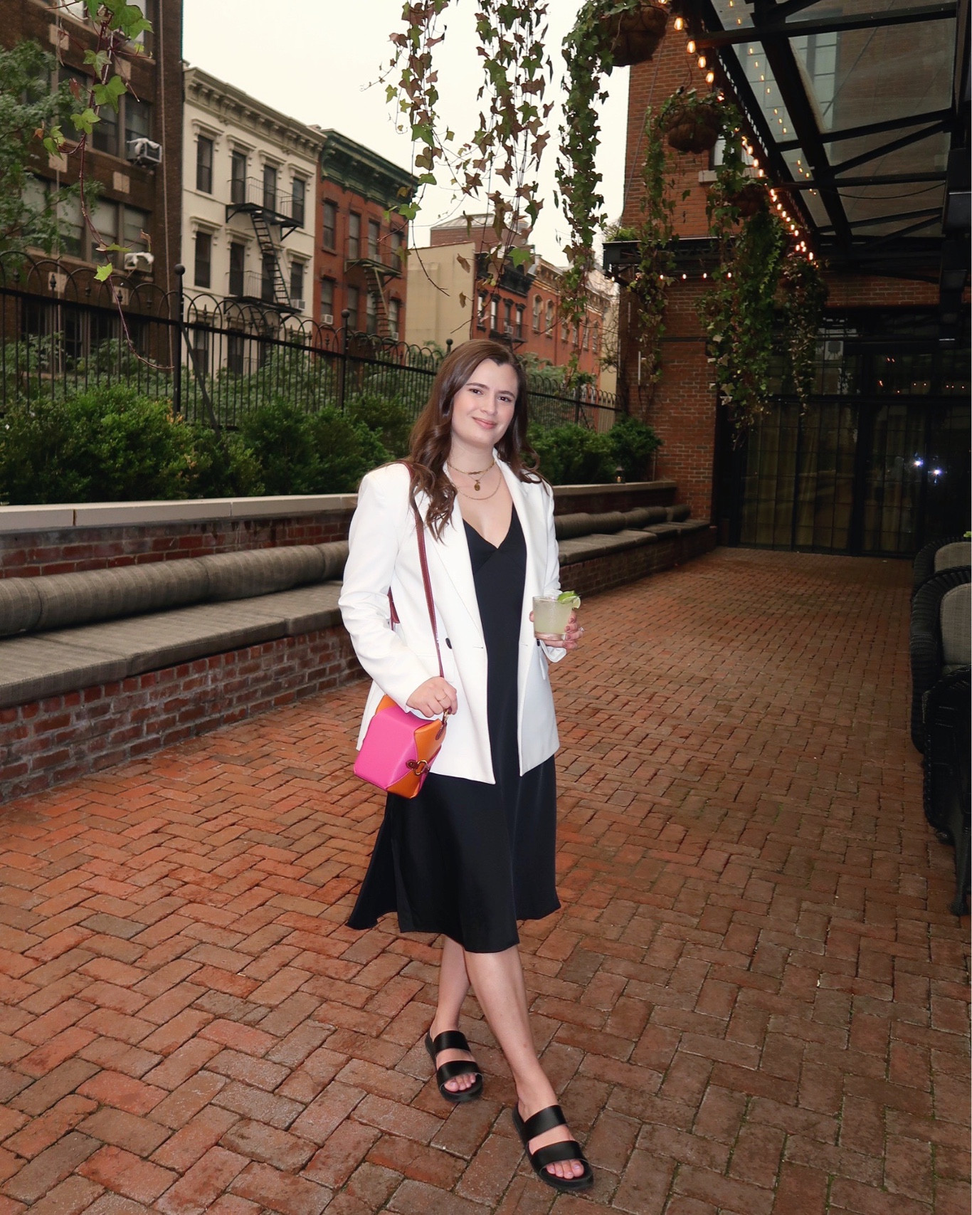 An oversized blazer and midi dress are perfect for a dinner party. Throw in a colorful purse 

#LTKSeasonal #LTKunder100 #LTKstyletip