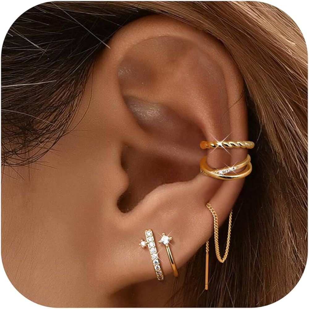 Dochais Ear Cuff Earrings for Women Non Piercing 14K Gold Plated Ear Cuff for Non Pierced Ears Cl... | Amazon (US)
