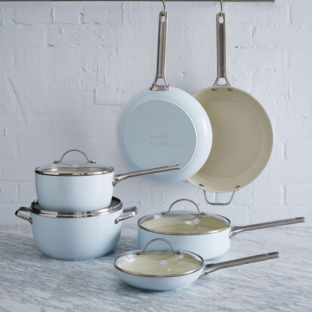 Greenpan Nonstick Stainless Steel 10-Piece Set - Blue | West Elm (US)