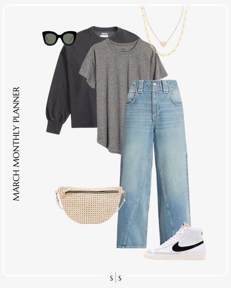 Monthly outfit planner: MARCH: Winter to Spring transitional looks | cut off sweatshirt, barrel jeans, high top sneakers, belt bag, cotton tee

See the entire calendar on thesarahstories.com ✨ 


#LTKstyletip