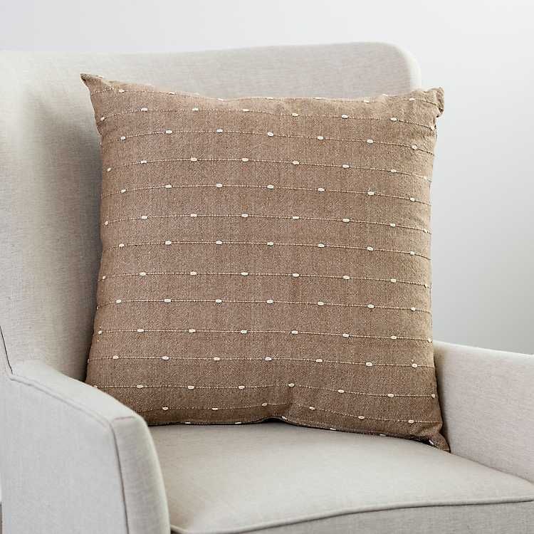 Natural Luna Stitch Stripe Pillow | Kirkland's Home