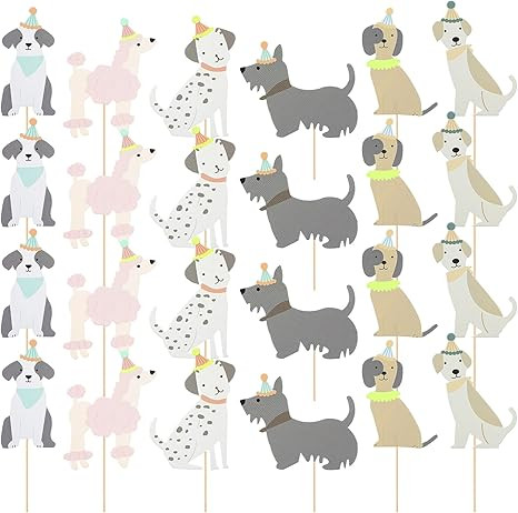 24PCS Pet Dog Cupcake Toppers, Pet Dog Themed Birthday Party Supplies, Baby Shower Party Decorati... | Amazon (US)