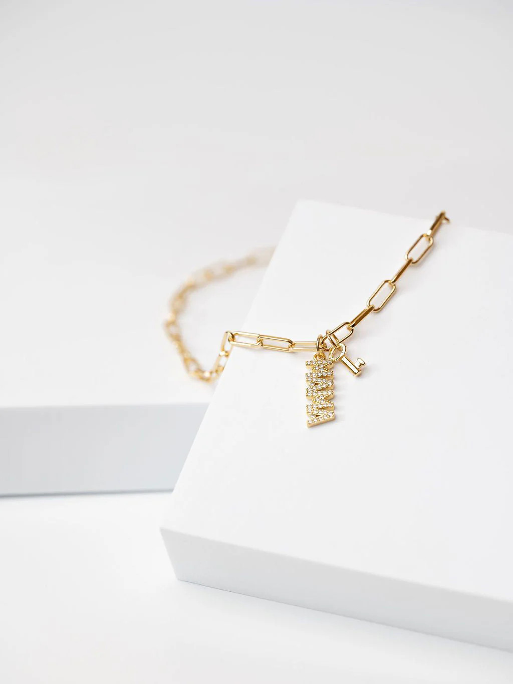 Engraved Pavé Charm & Skeleton Brooklyn Necklace | The Giving Keys | The Giving keys