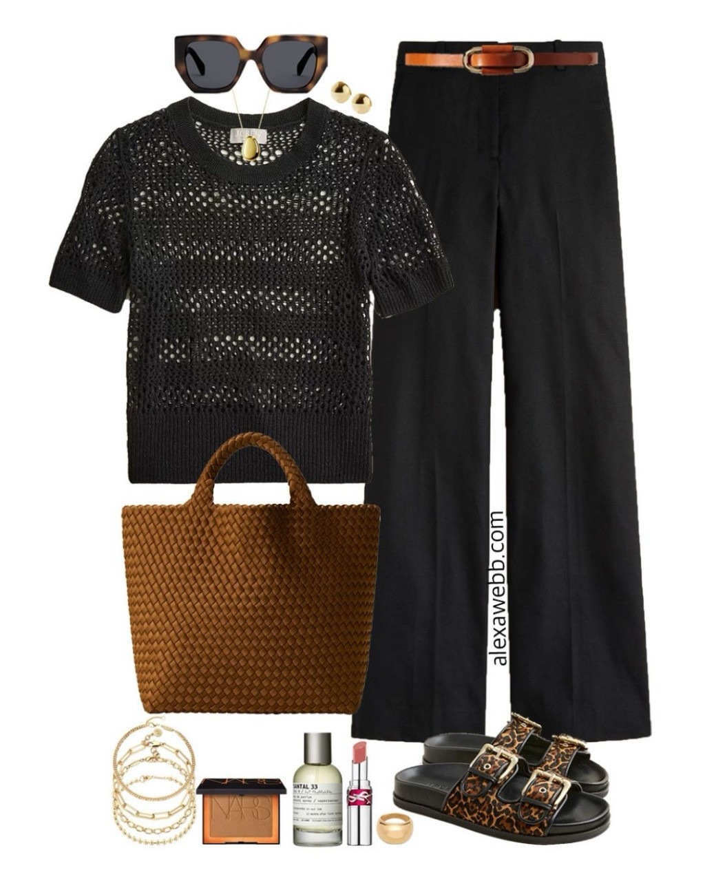 Plus Size Neutral Summer Work Outfits - Four plus size business casual outfit ideas with a monochromatic pairing of black flare leg trousers, and a black top. So chic for summer work days! Alexa Webb #plussize

#LTKOver40 #LTKStyleTip #LTKPlusSize