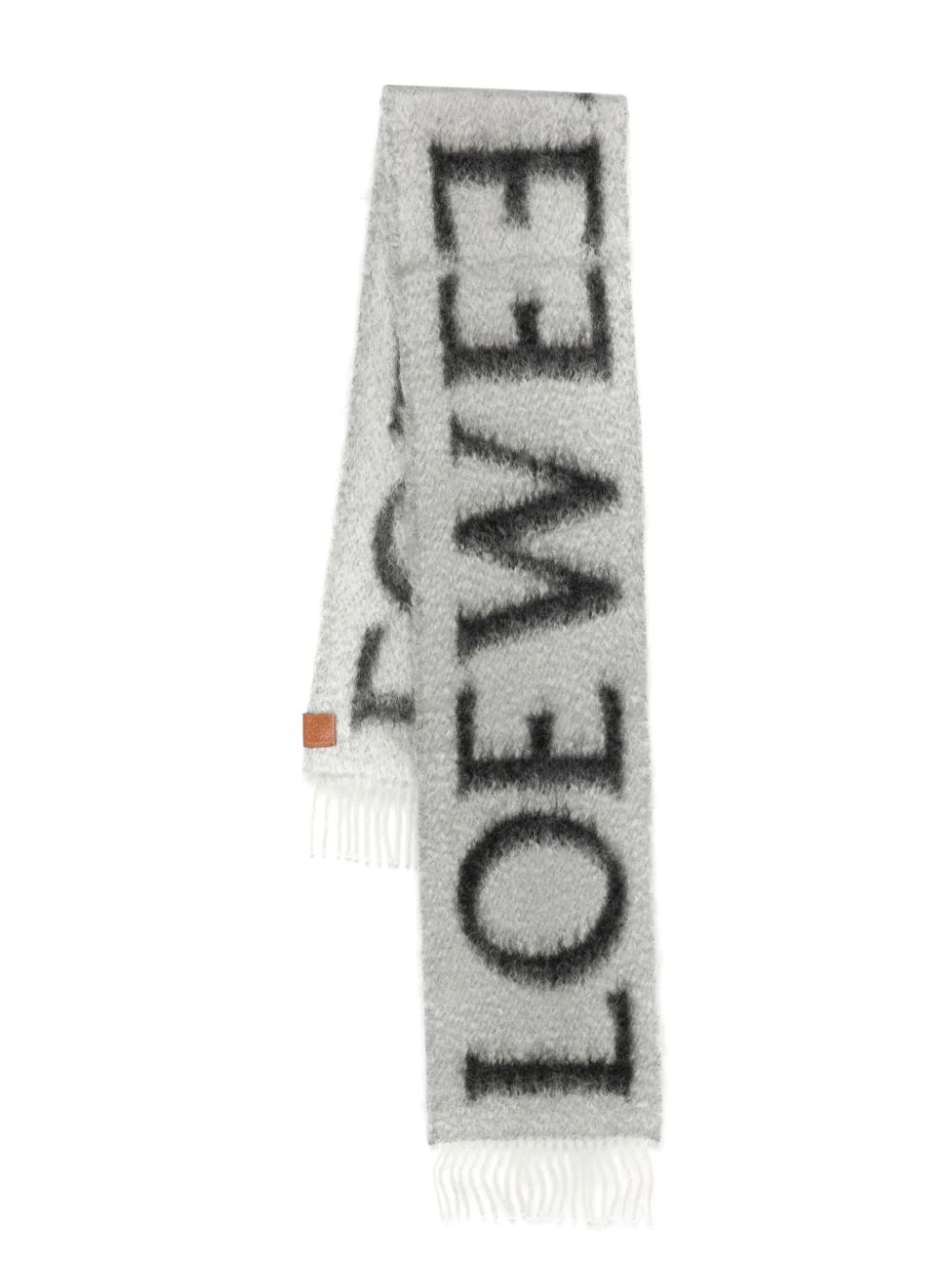 LOEWE logo-print scarf - Grey | Farfetch Global