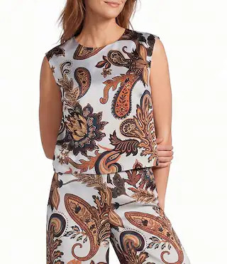 Coordinating Liesel Paisley Satin Blouse | Dillard's