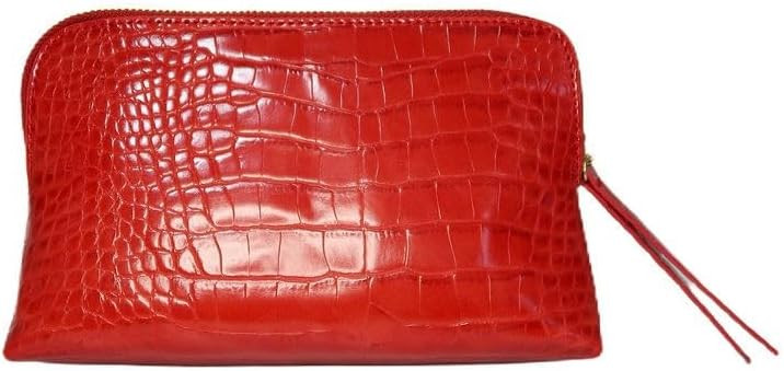Crimson Rêve Crocodile Cosmetic Bag – Elegant Red Makeup Organizer with Vegan Premium Crocodil... | Amazon (US)