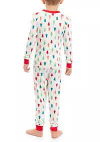 PAJAMARAMA Unisex Big Kid Merry Multi Trees Pajama Set | Belk