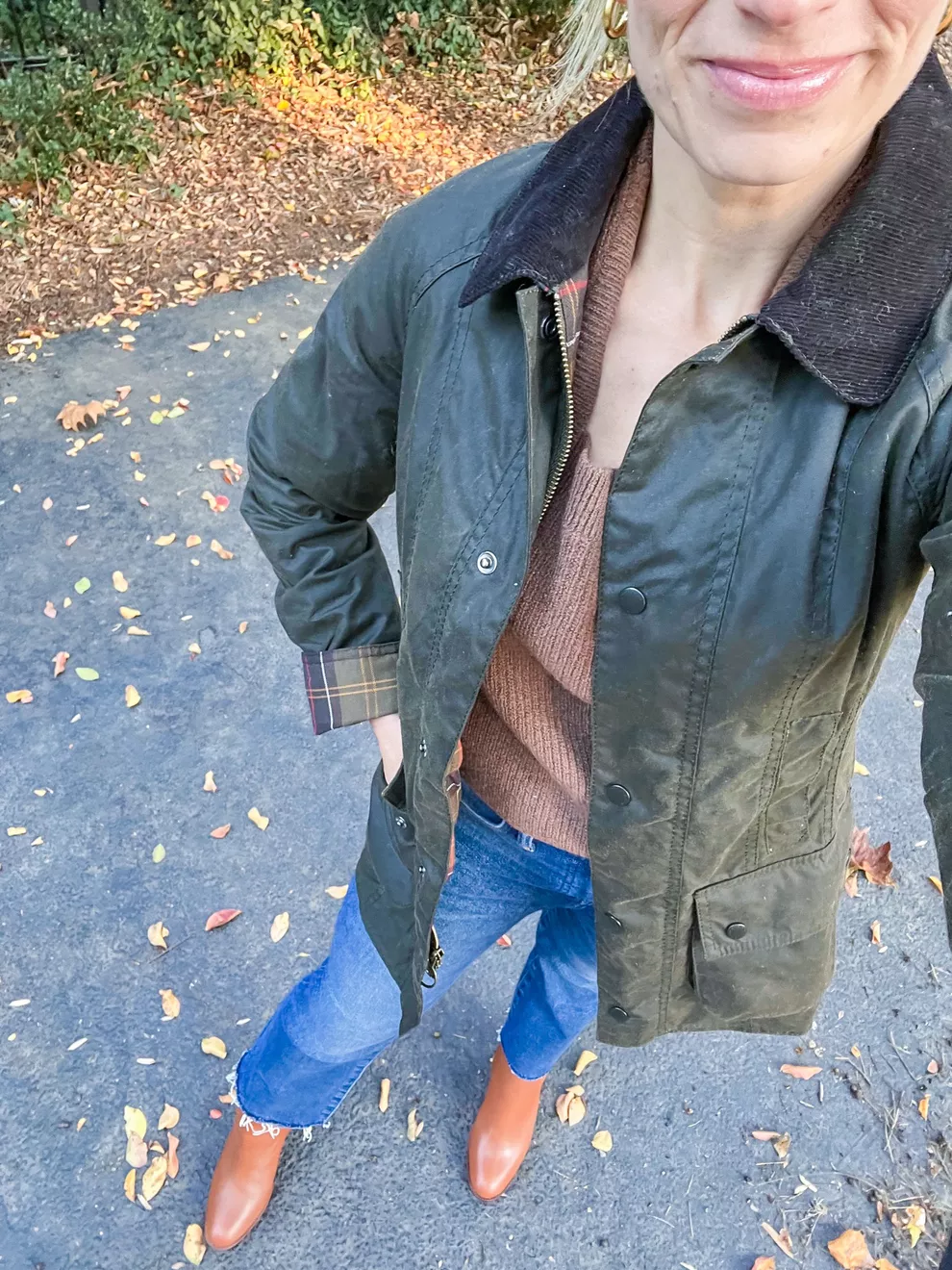 Favorite fall outfit. Cropped bootcut jeans (run large, size down 2 sizes), brown square neck sweater, heeled leather booties, and a barn jacket (mine is Barbour and I love it…size 0). My booties and sweater are on sale today, and I’m wearing an XS in the sweater. #fallweather #LTKSeasonal #LTKunder100 #LTKstyletip