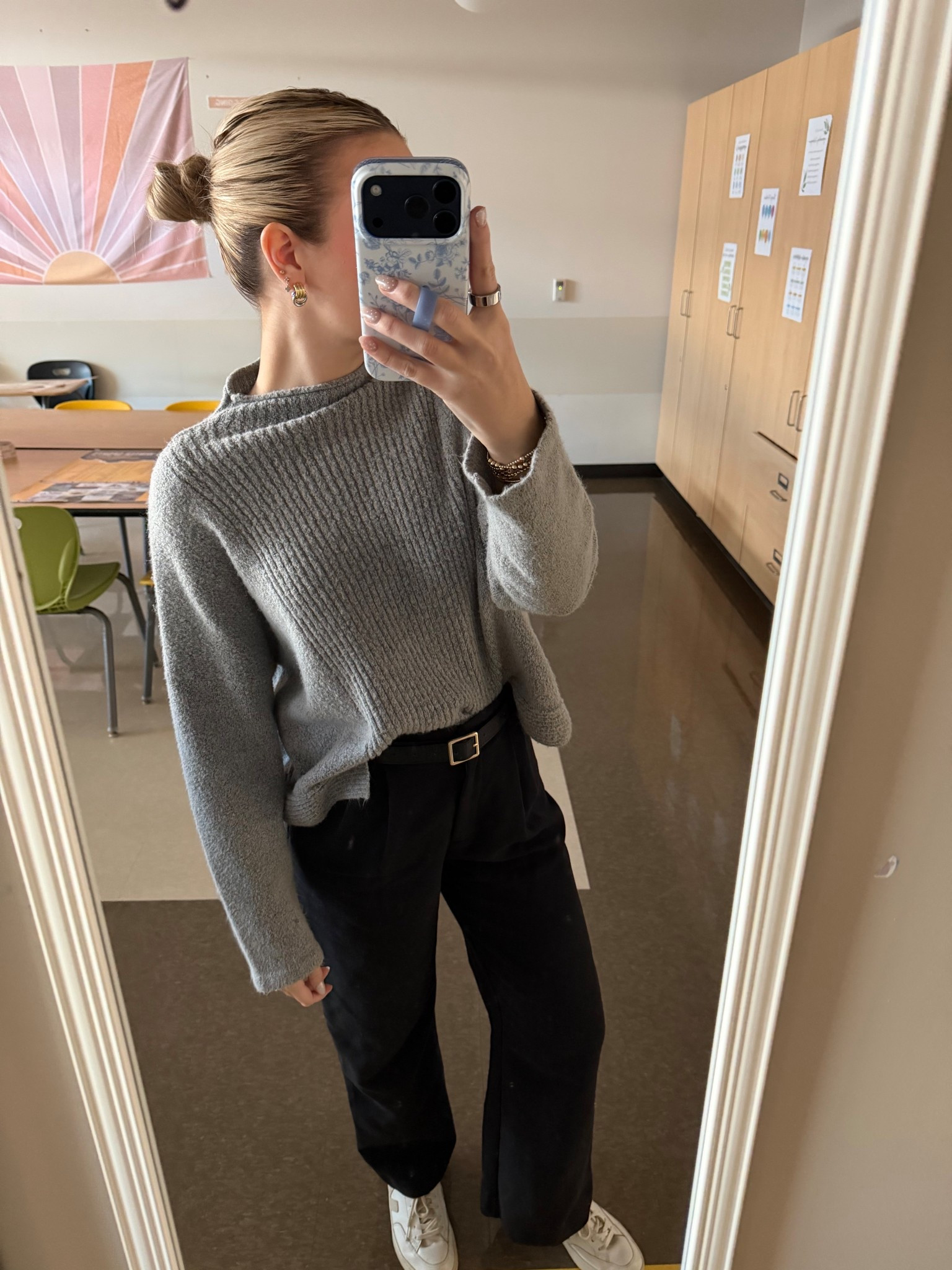 Business casual teacher outfit 🐨🩶

sweater outfit | trouser outfit | slick back hairstyle 

#LTKdayinmylife #LTKWorkwear