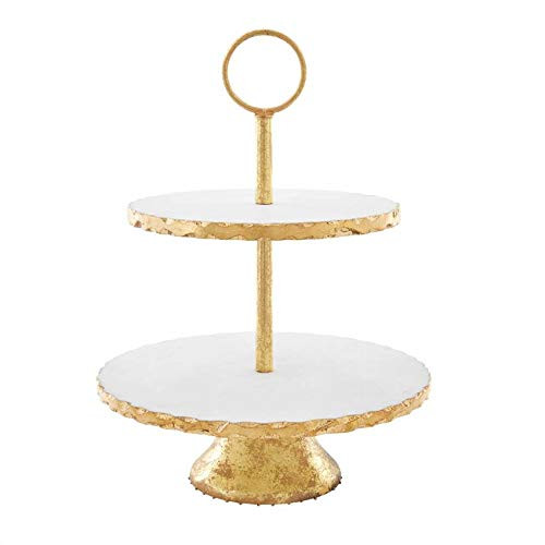 Mud Pie 42600586 Tiered Marble Server White, Gold, 16" x 12" dia | Amazon (US)