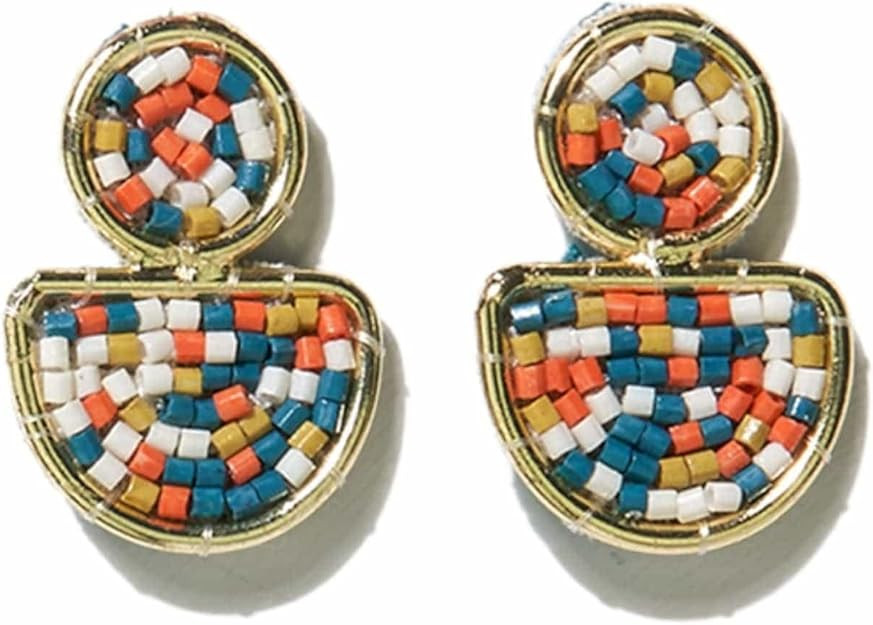 INK+ALLOY Small Beaded Boho Post Earrings for Women and Girls, Veronica Seed Bead Statement Drop ... | Amazon (US)