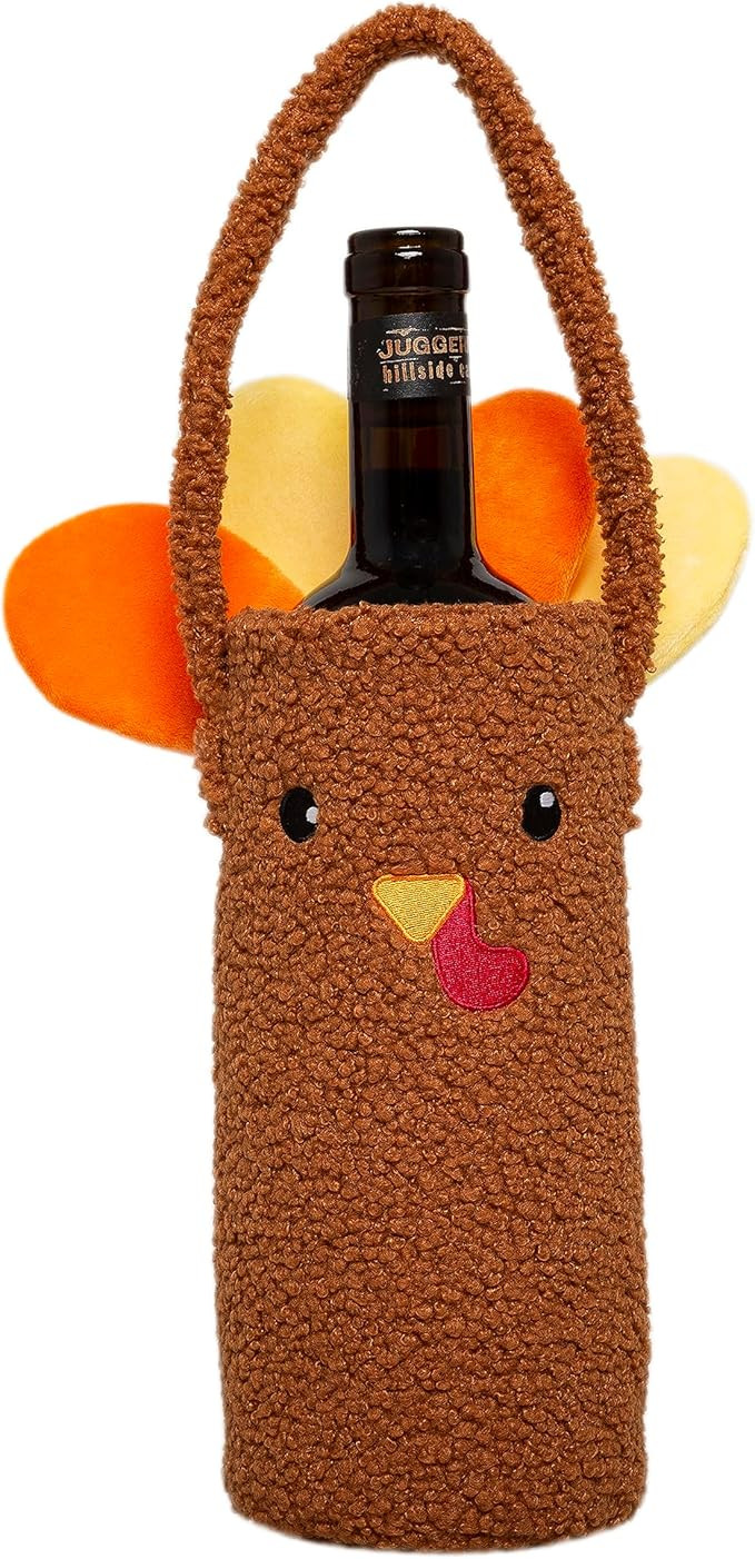 Pearhead Sherpa Turkey Wine Bottle Gift Bag, Thanksgiving Dinner Ideas, Funny Fall Housewarming I... | Amazon (US)