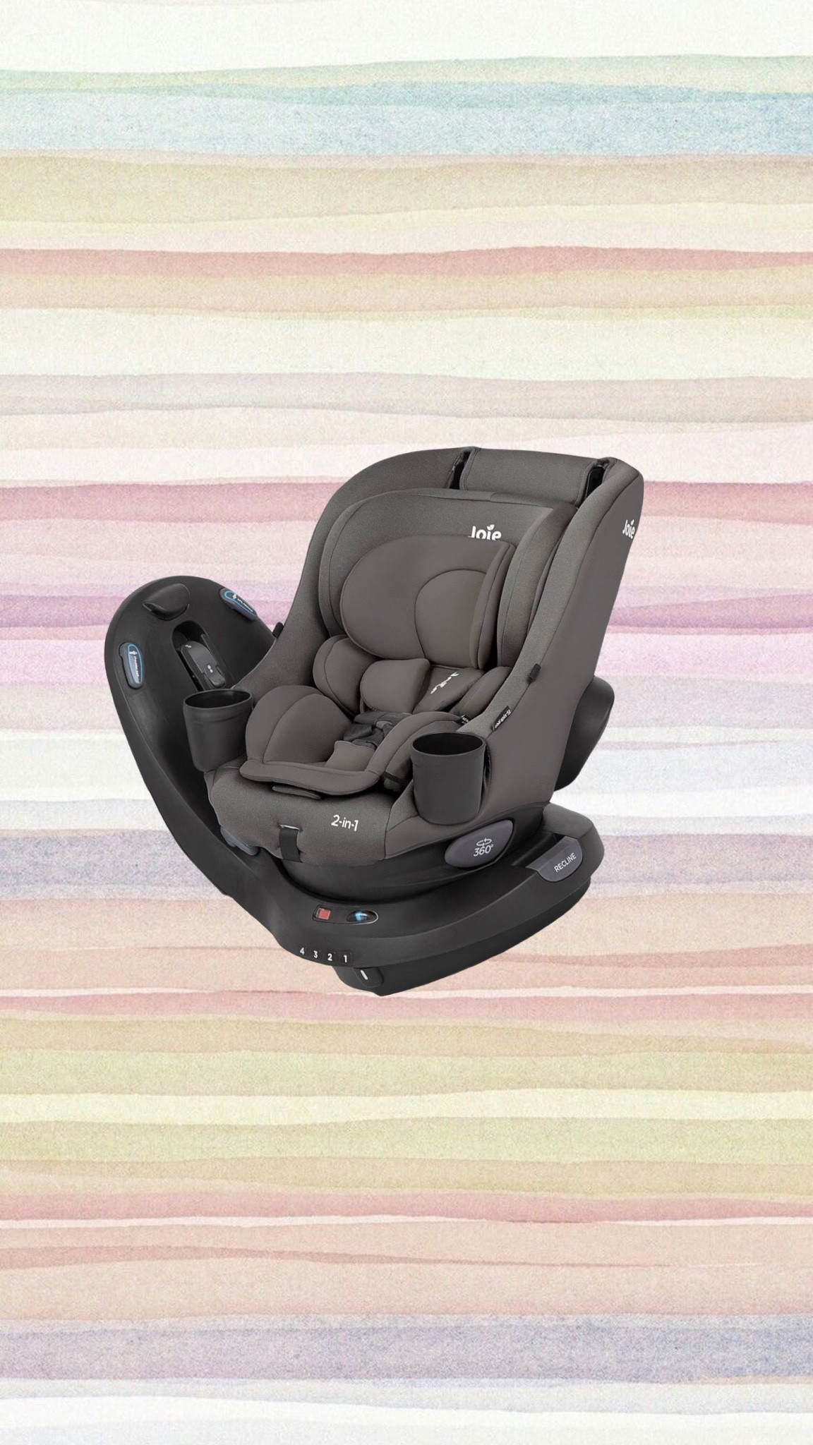 The #3 most recommended was the Joie Baby Chili Spin! This one is the cheapest option, and it does rear and forward facing. The only drawback is that the weight limit is 65lbs whereas the Evenflo is 120lbs.